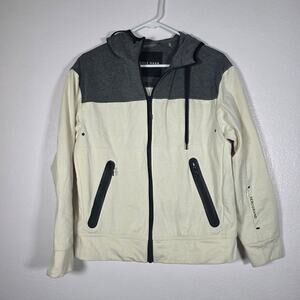 Cole Haan ZeroGrand Weather Ready Hooded Jacket Full Zip Men's S Gray Ivory